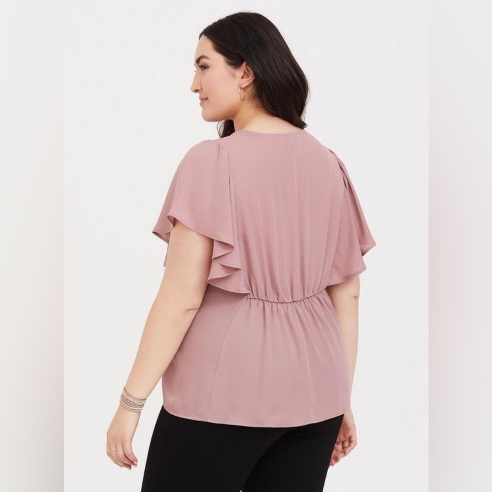 Torrid Georgette Flutter Sleeve Button Down Blouse - Picture 3 of 10